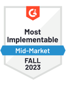 G2 Leader Fall 2023 Most Implementable Mid-Market