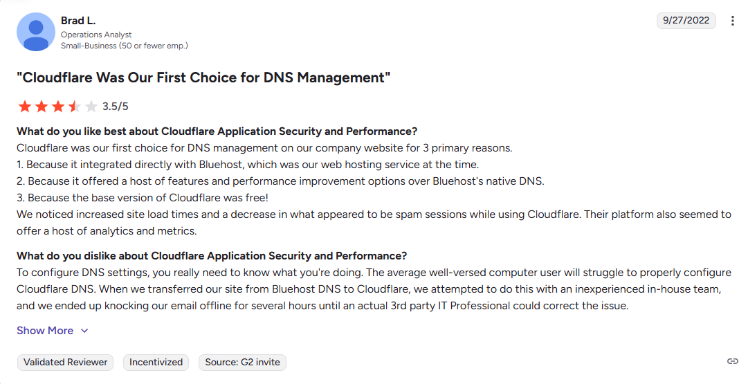 Cloudflare Customer Review