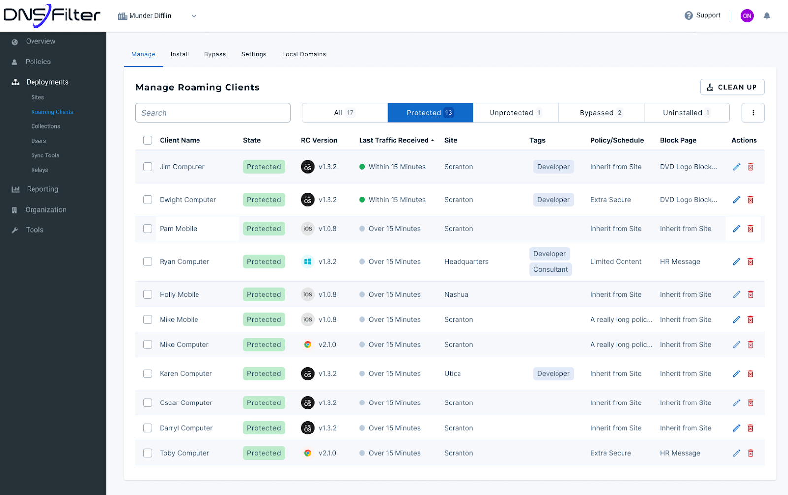 DNSFilter Mange Roaming Clients