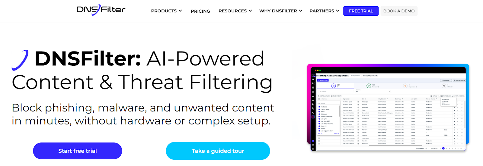 DNSfilter Product Page