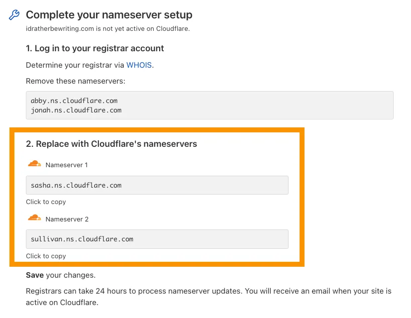 Cloudflare Nameserver Setup