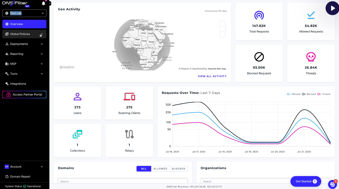 DNSFilter Geo Activity