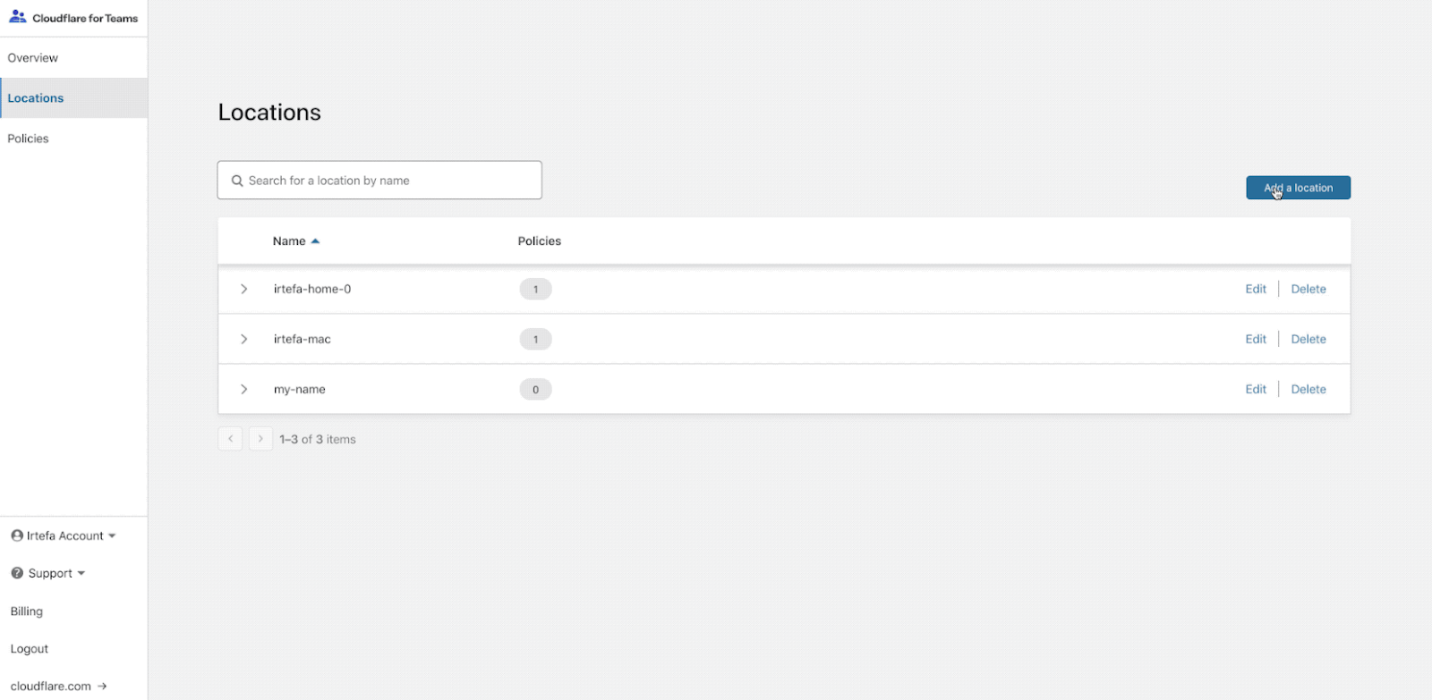 Cloudflare location management