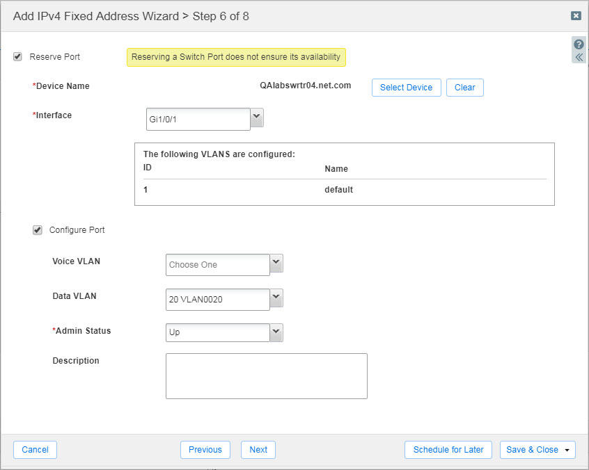 IPv4 Fixed Address Wizard