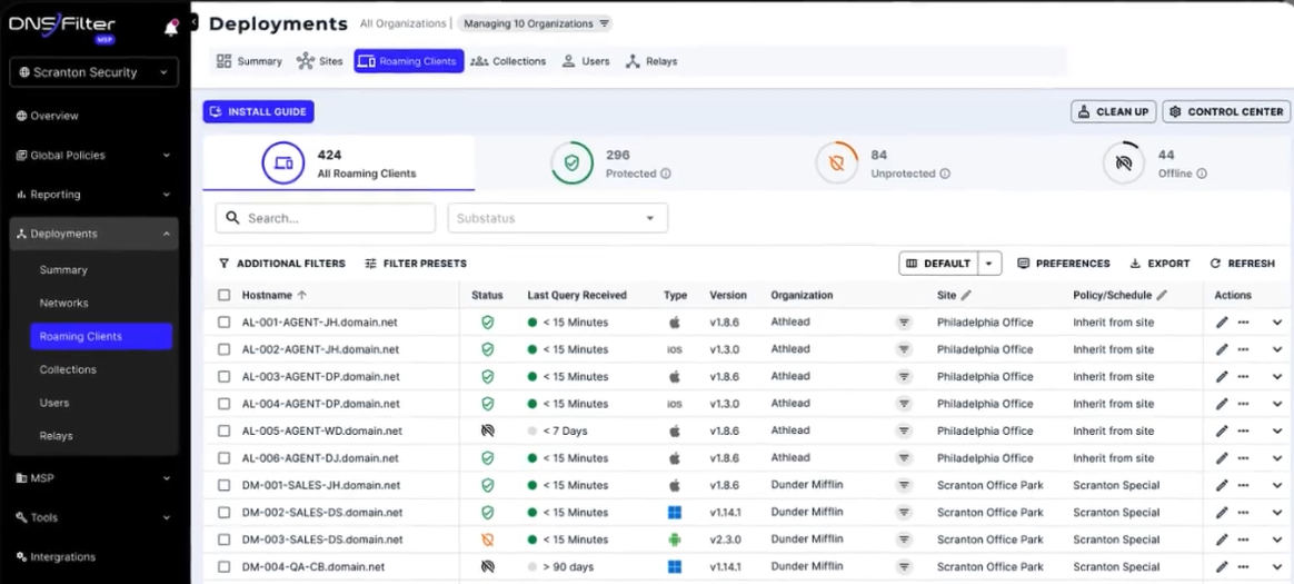 DNSFilter Deployment Management
