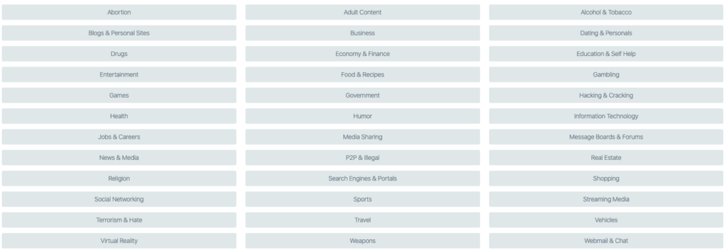 domain categorization