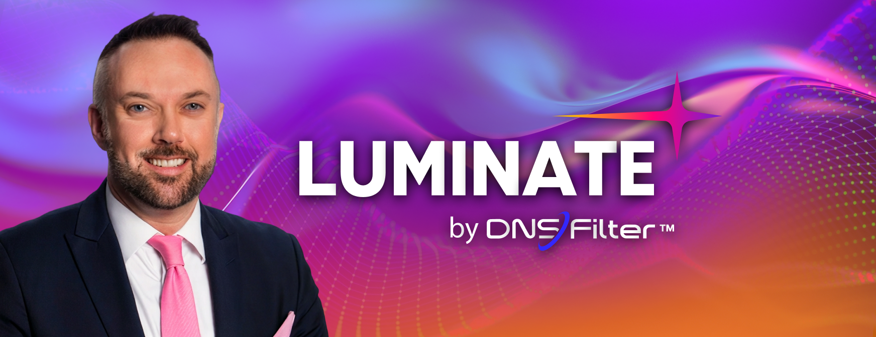 Conor Coughlan with the LUMINATE by DNSFilter™ logo